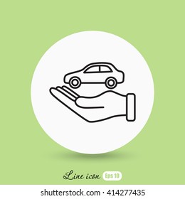 Line icon- hand and car
