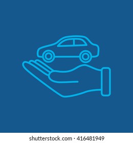 Line icon- hand and car