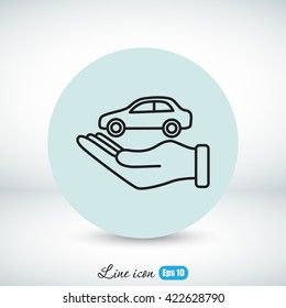 Line icon- hand and car