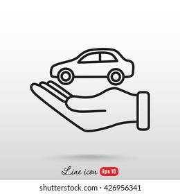 Line icon- hand and car