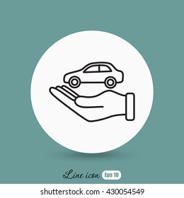 Line icon- hand and car