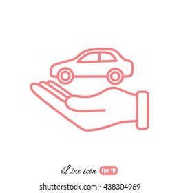 Line icon- hand and car