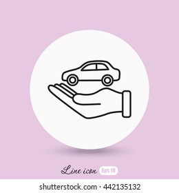 Line icon- hand and car