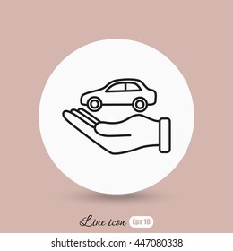 Line icon- hand and car