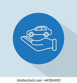 Line icon- hand and car
