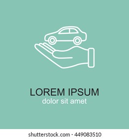 Line icon- hand and car