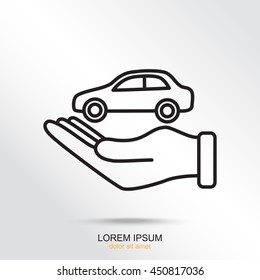 Line icon- hand and car