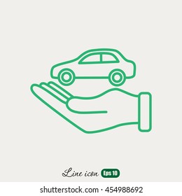 Line icon- hand and car
