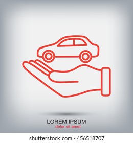 Line icon- hand and car