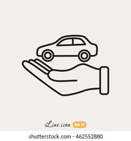 Line icon- hand and car