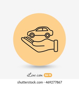 Line icon- hand and car