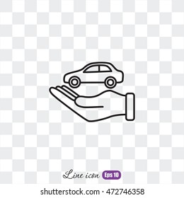 Line icon- hand and car