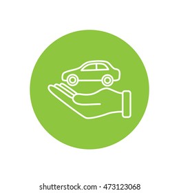 Line icon- hand and car