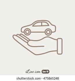Line icon- hand and car