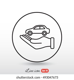 Line icon- hand and car