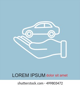Line icon- hand and car