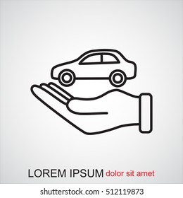 Line icon- hand and car
