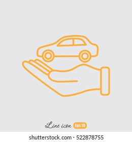 Line icon- hand and car