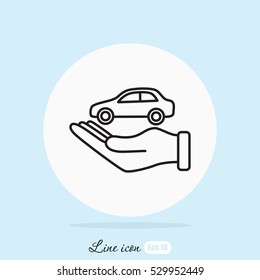 Line icon- hand and car