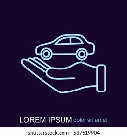 Line icon- hand and car