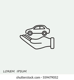 Line icon- hand and car