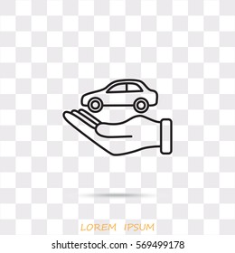 Line icon- hand and car