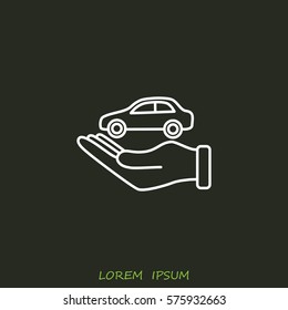 Line icon- hand and car