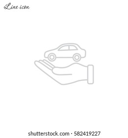 Line icon- hand and car