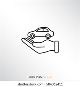 Line icon- hand and car