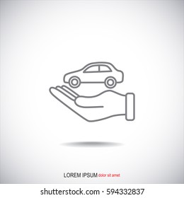Line icon- hand and car
