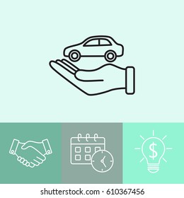 Line icon- hand and car