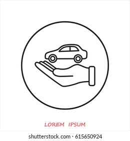 Line icon- hand and car