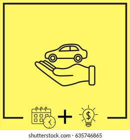 Line icon- hand and car