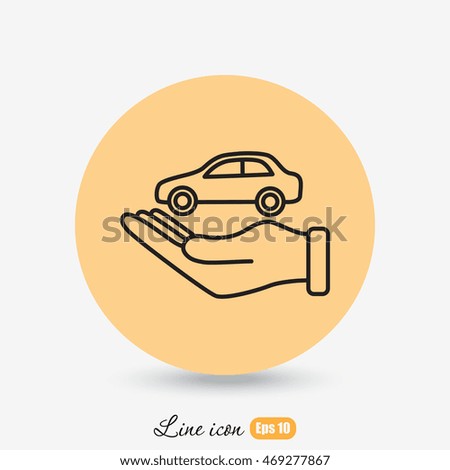 Line icon- hand and car