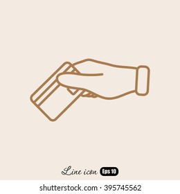 Line icon- hand credit card