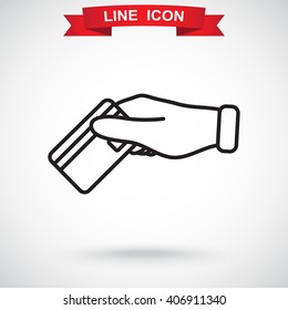 Line icon- hand credit card