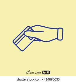 Line icon- hand credit card
