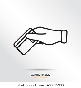 Line icon- hand credit card