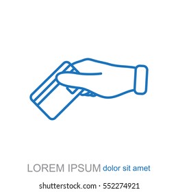 Line icon- hand credit card
