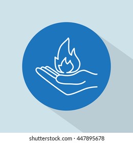 Line icon- hand with fire