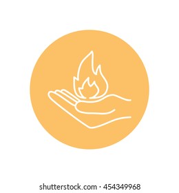 Line icon- hand with fire