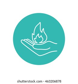 Line icon- hand with fire