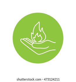Line icon- hand with fire