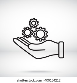 Line icon-   hand and  gear