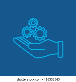 Line icon-   hand and  gear