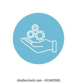 Line icon-   hand and  gear