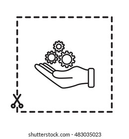 Line icon-   hand and  gear