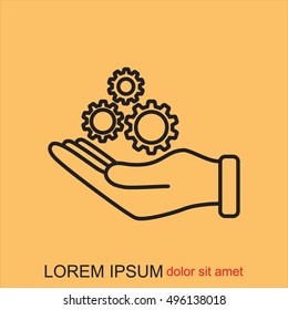 Line icon-   hand and  gear