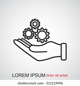 Line icon-   hand and  gear