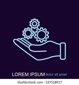 Line icon-   hand and  gear